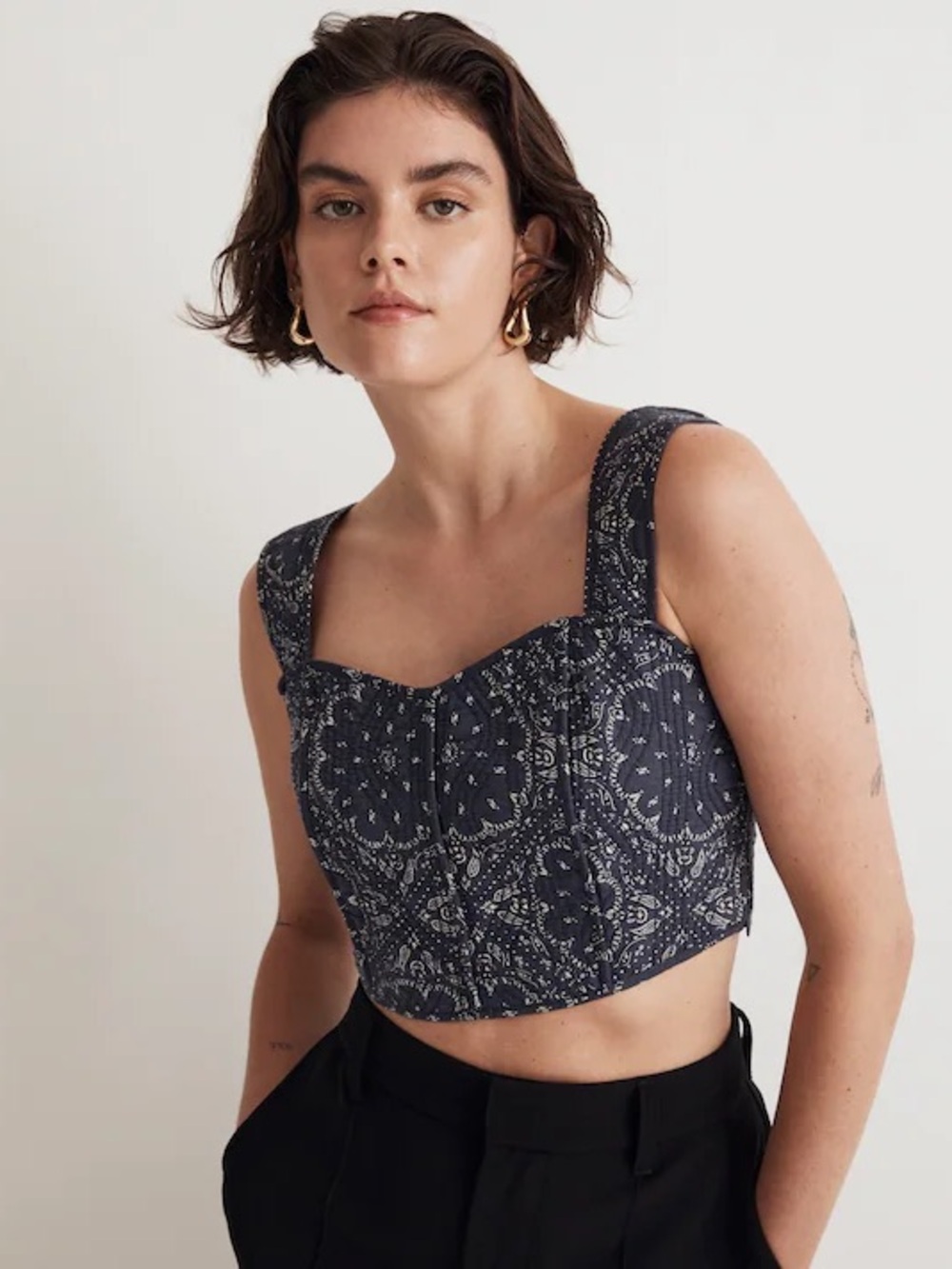 NWT MADEWELL- Quilted Sweetheart Crop Top Nighttime Size 6